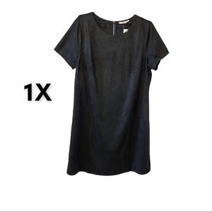 Francesca’s Mi Ami 1X Black Shift Faux Suede Short Sleeved Dresses Plus Size NWT